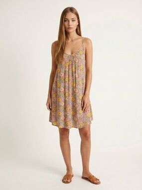 🌻NEW w.tag Roxy Spring Adventure Mini Dress Floral Spaghetti Strap Sundress XS